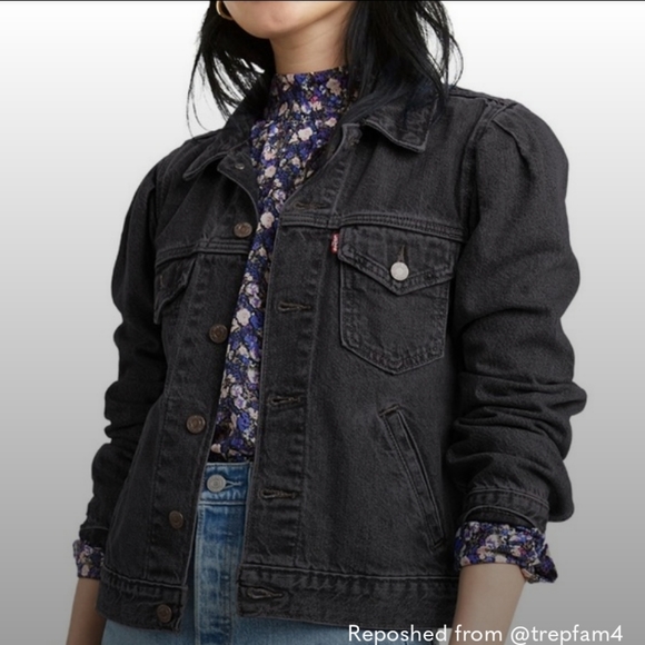 Levis Puff Sleeve Denim Trucker Jacket 